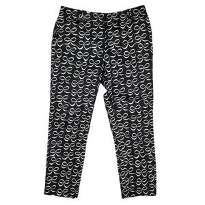 Kate Spade Womens Cropped‎ Pants Sz 2 Black White Ribbon Bow Cotton Stretch